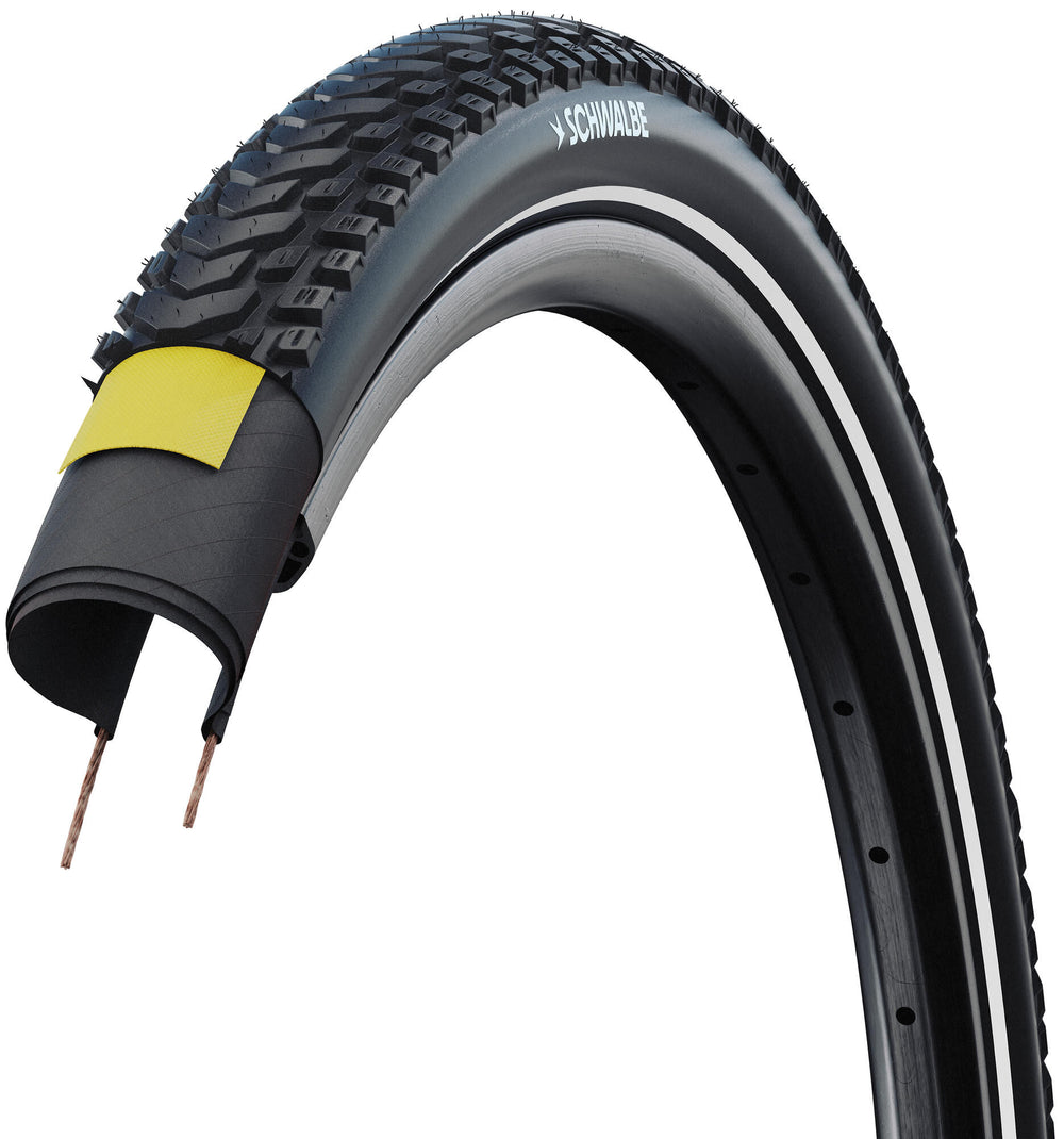 Schwalbe Tire 28-1.60 (42-622) Marathon Mondial Pro Black Folding Tape Refelection