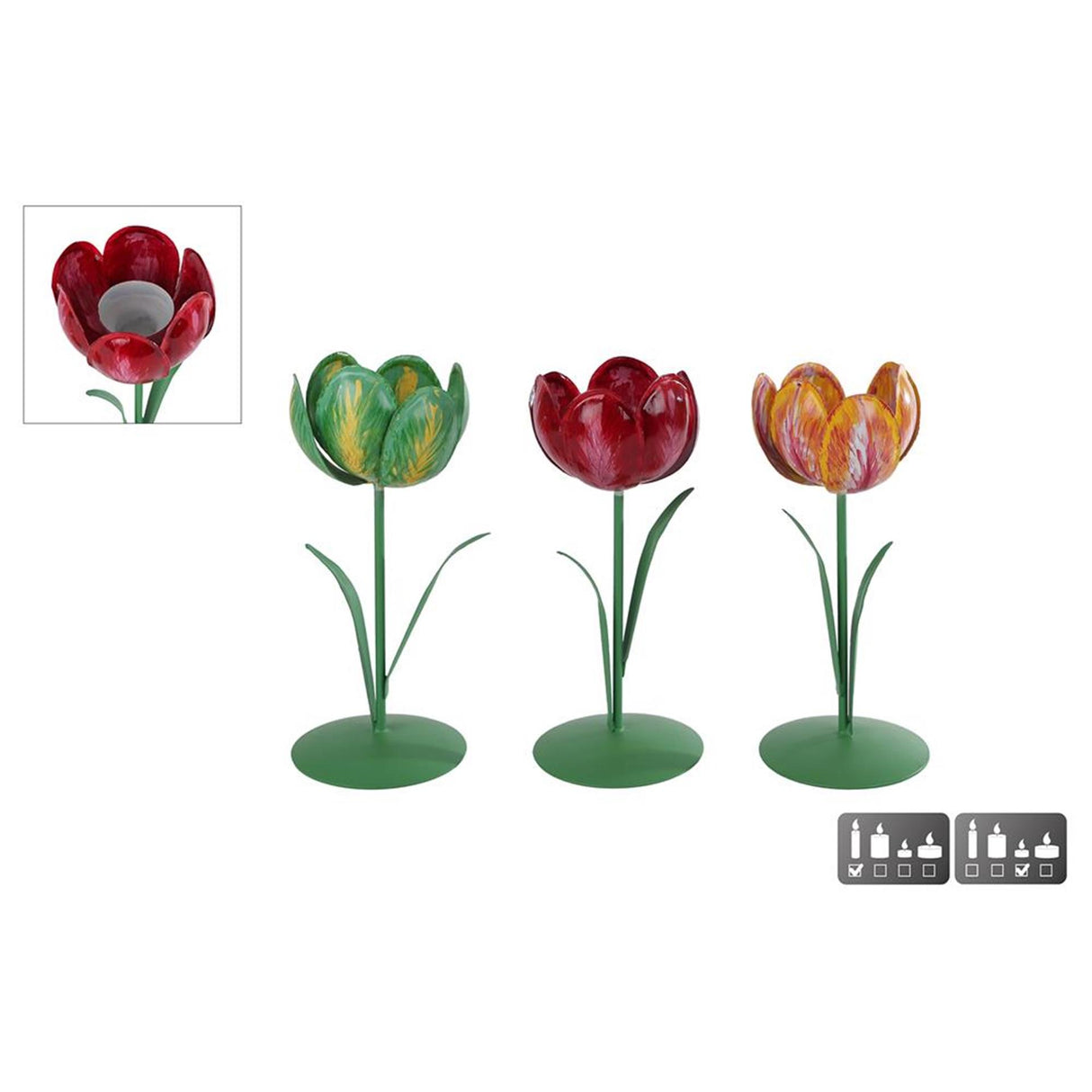 Kandelaar tulp s metaal 8x8x20cm