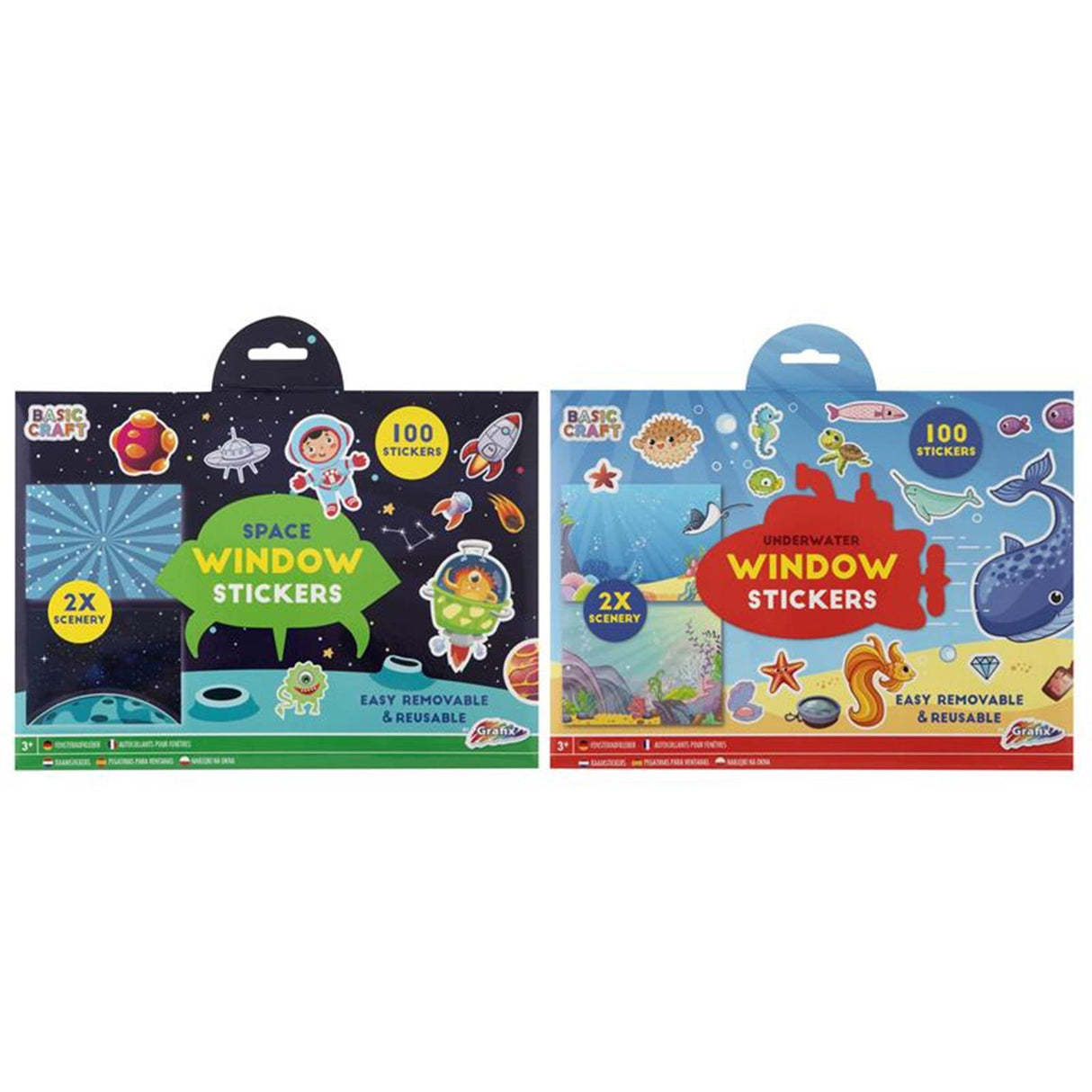 Creative craft group window stickers with 2 sticker scenes - unicorn, 100 pcs.