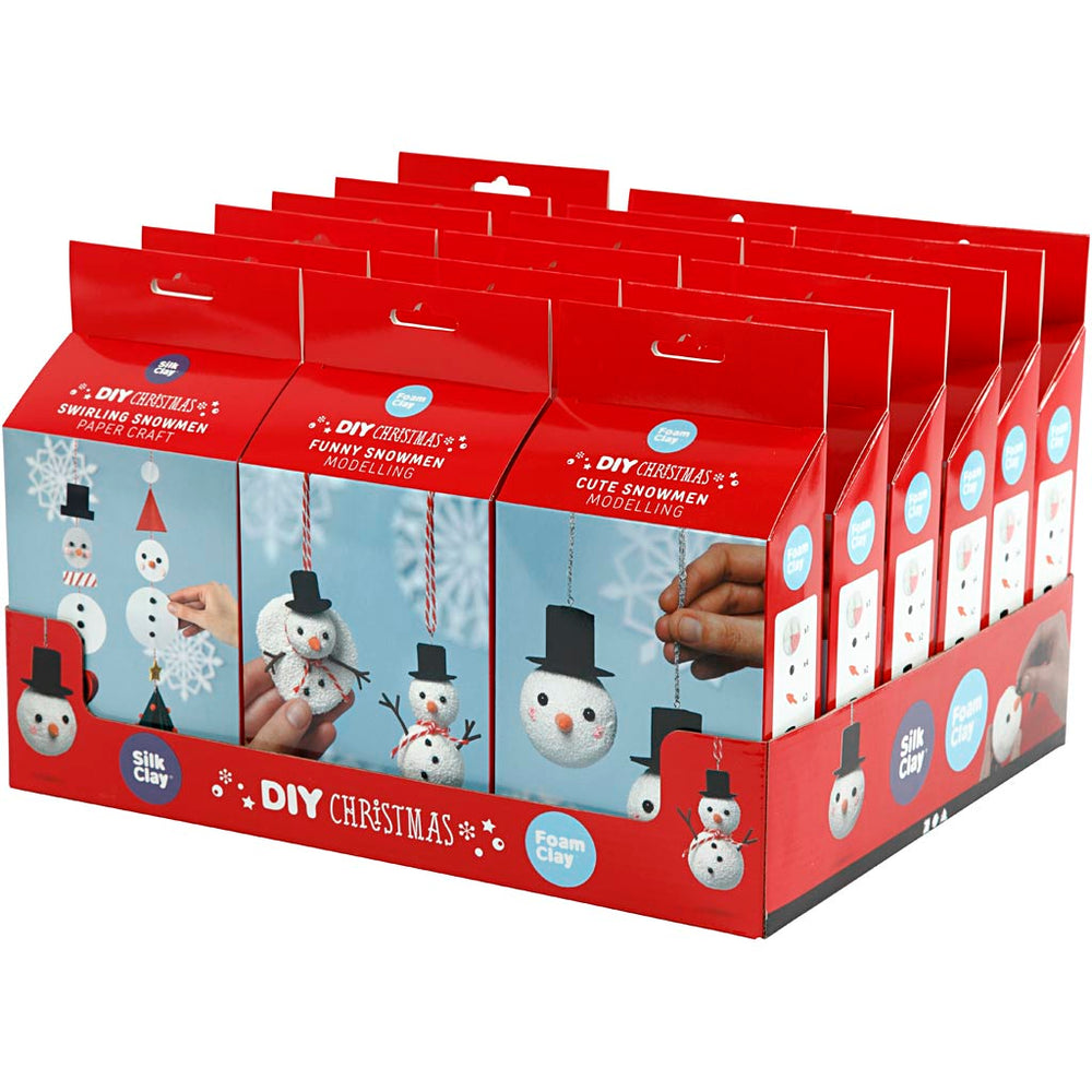 Silk clay cute and funny snowmen, 18 set 1 box