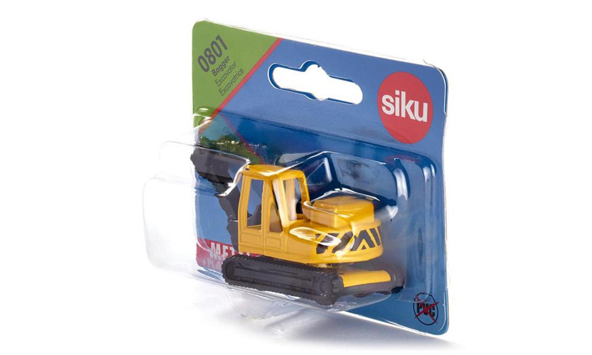 Siku 0801 graafmachine 6,8 cm geel zwart