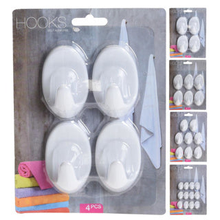 Plakhaakjes wit 4 asst diverse maten | 12 stuks