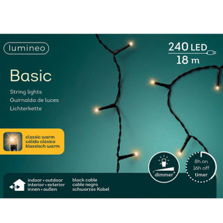 Lumineo kerst led verlichting binnen buiten warm 18 meter 240 lampjes