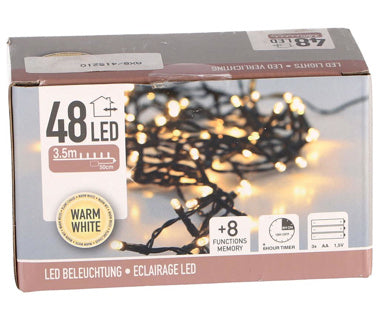 No brand Christmas LED lighting 48 battery warm white