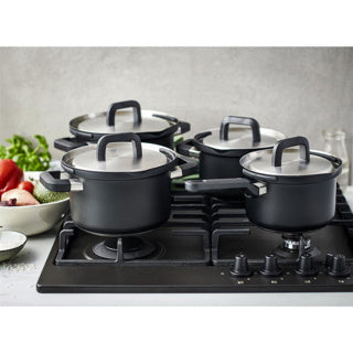 Bk flow cool set de casseroles en acier inoxydable noir 4 pièces