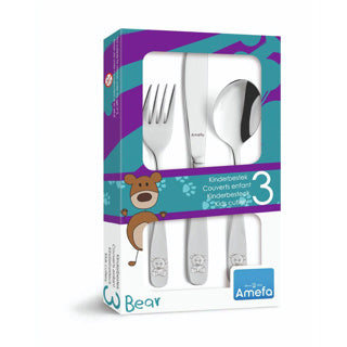Amefa kinderbestekset 3-delig cadeauverpakking beer | 6 stuks