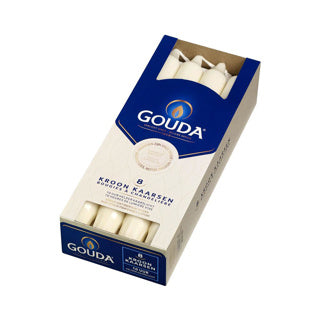 Gouda crown candles 8 pieces ivory