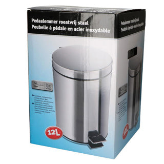 Stainless steel pedal bin 12 liters including inner bucket