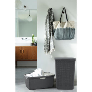 Panier à linge Curver avec look de jute de couvercle 58L Gris foncé