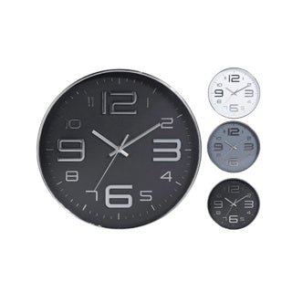 Wall clock 30.5 cm 3 assorted silver