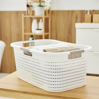 Cesto para la ropa Rotho country 40l blanco