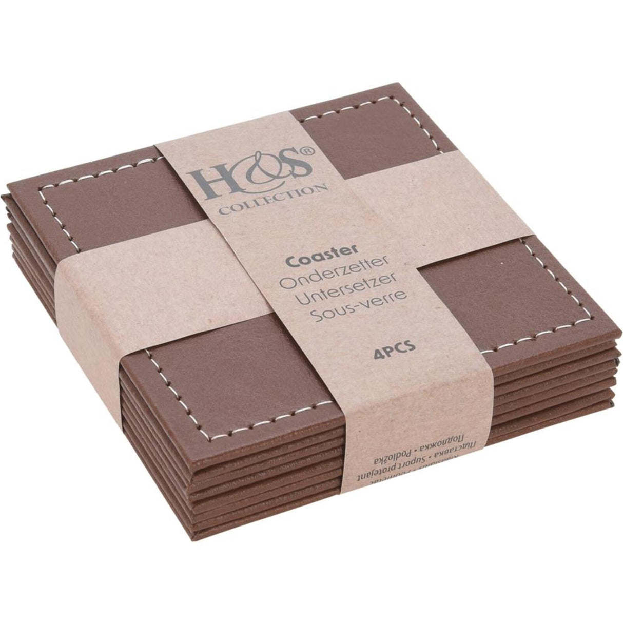 Home styling комплект подложка за чаша изкуствена кожа 4 части 10x10см