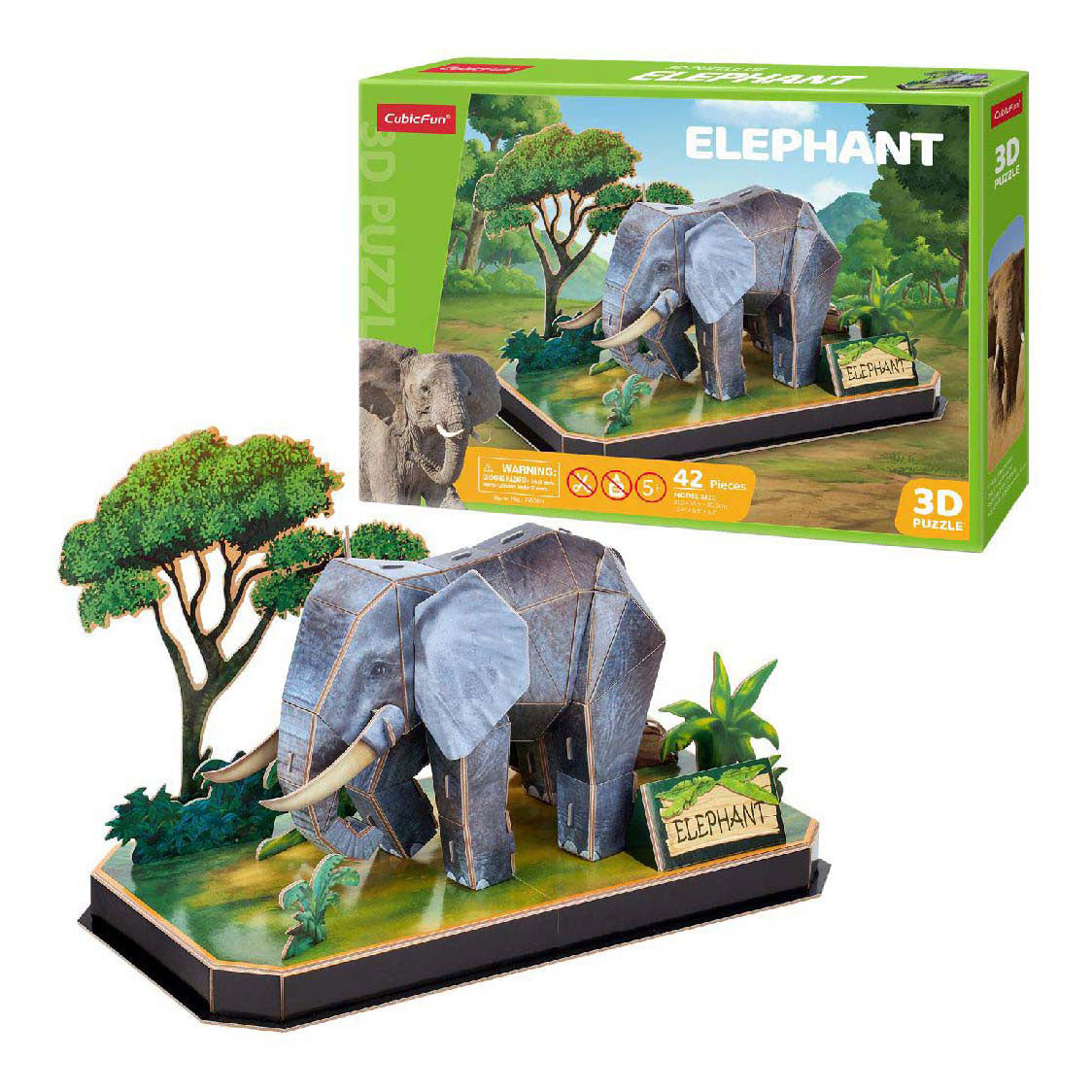Kubikfun 3D -Puzzle -Elefant