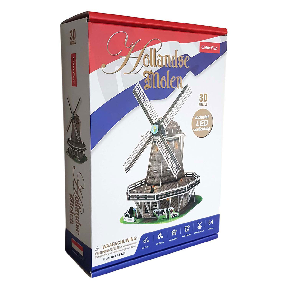 Cubic fun 3d puzzel molen led - 65st.