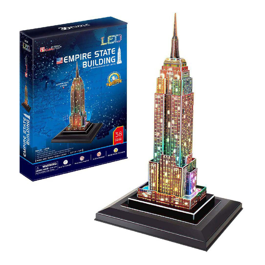 Divertente puzzle 3D cubico Empire State Building con illuminazione a LED