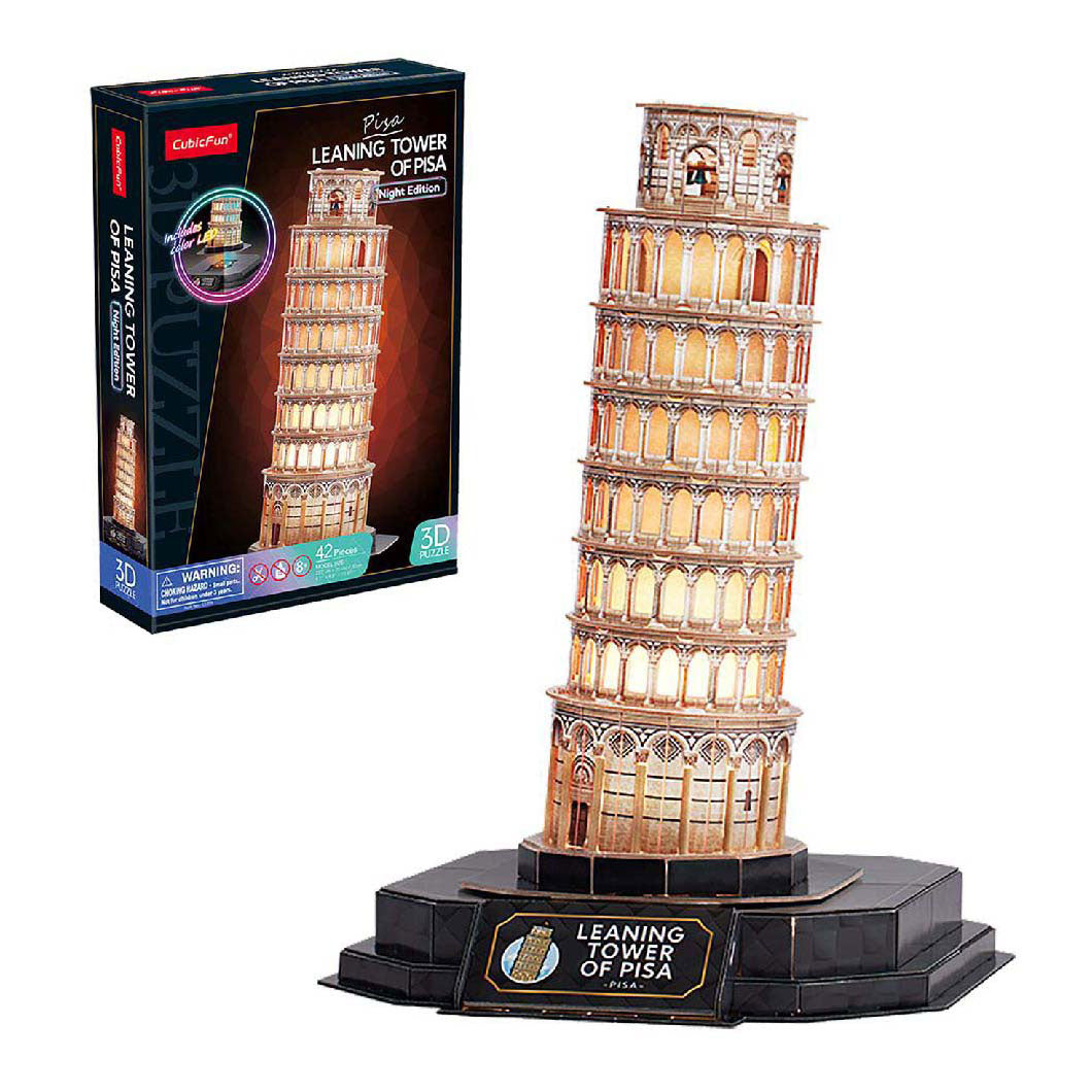Kubik Spaass 3D Puzzel Tower vu Pisa mat LED Beliichtung