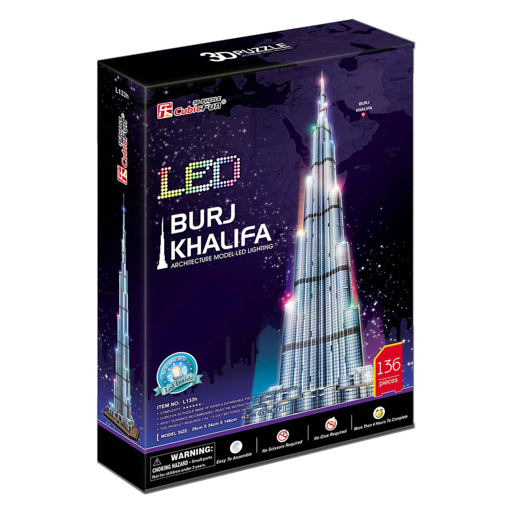 Cubic fun 3d puzzle burj khalifa with led lighting