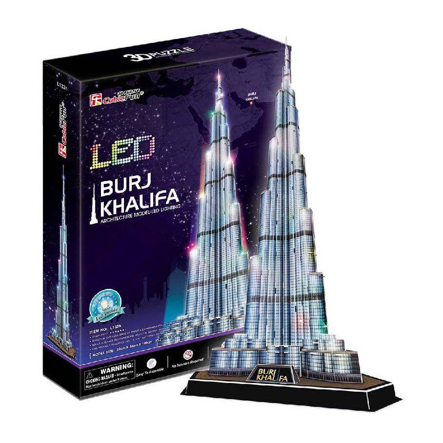 Cubic fun 3d puzzle burj khalifa with led lighting