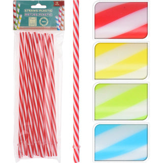 Straws 12 pieces 20 cm 4 assorted