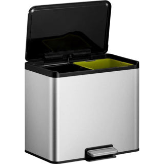Eko Essential Recycling Pedal Bin 2 x 15 liter matt rostfritt stål