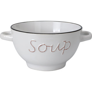 Earthenware soup bowl with handles