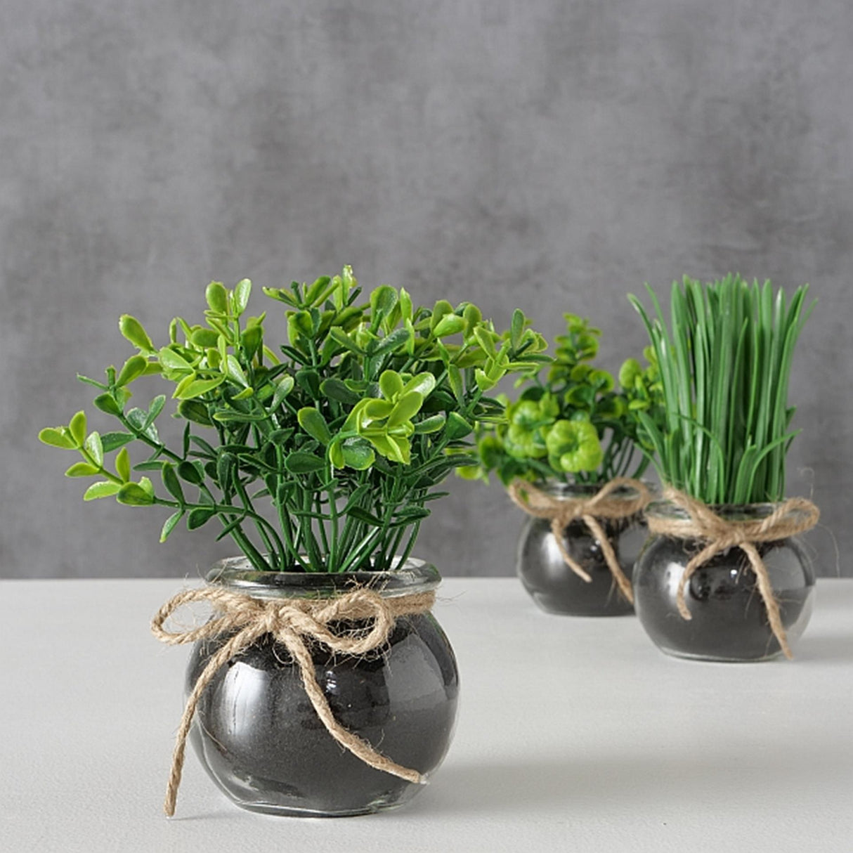 Boltze home kunstplant in glazen pot ø13x15cm