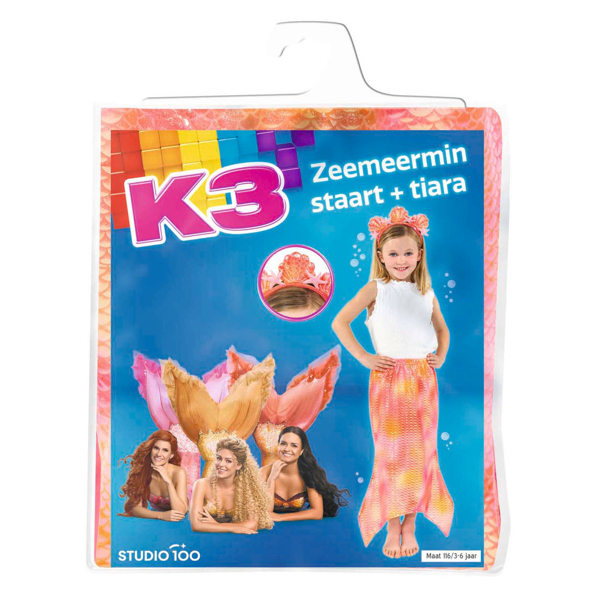 Studio 100 k3 mermaid tail size 116 (3-6 years) tiara - fancy dress