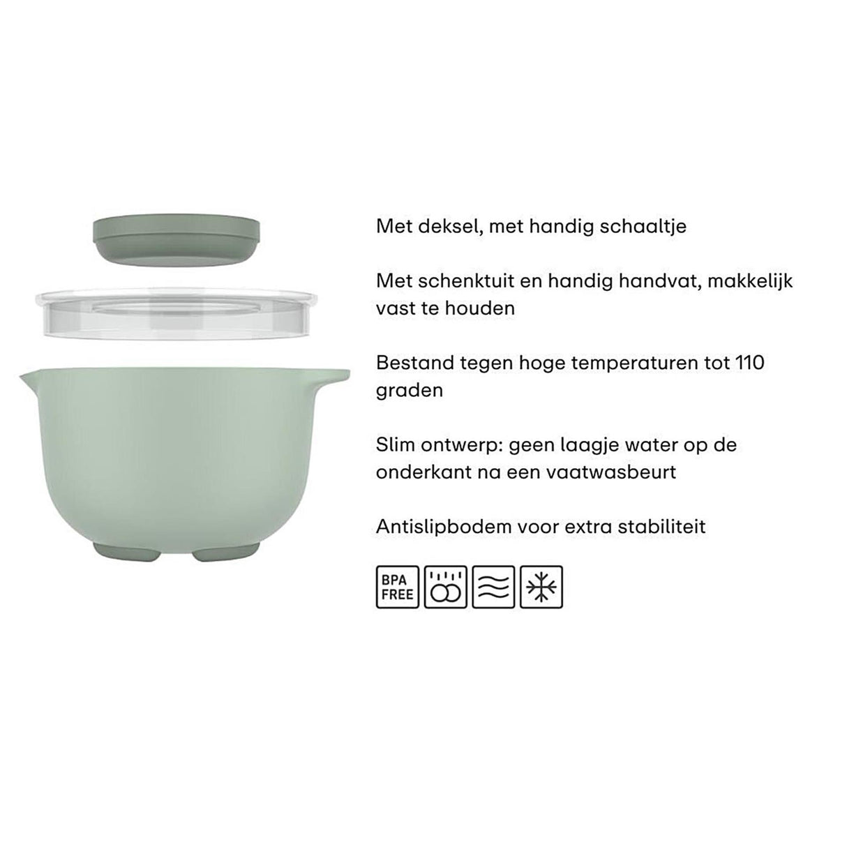 Chef de tazón de ajuste 3L con cobertura de salpicaduras de salvia nórdica