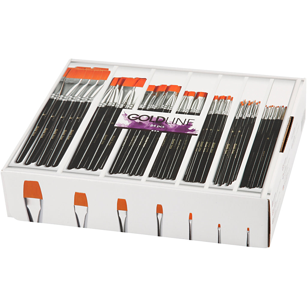 Flat Brushes - 7 Sizes, 84 pcs.