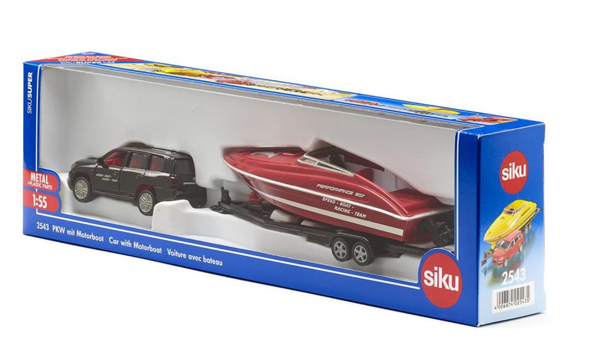 Siku 2543 auto met motorboot 1:55