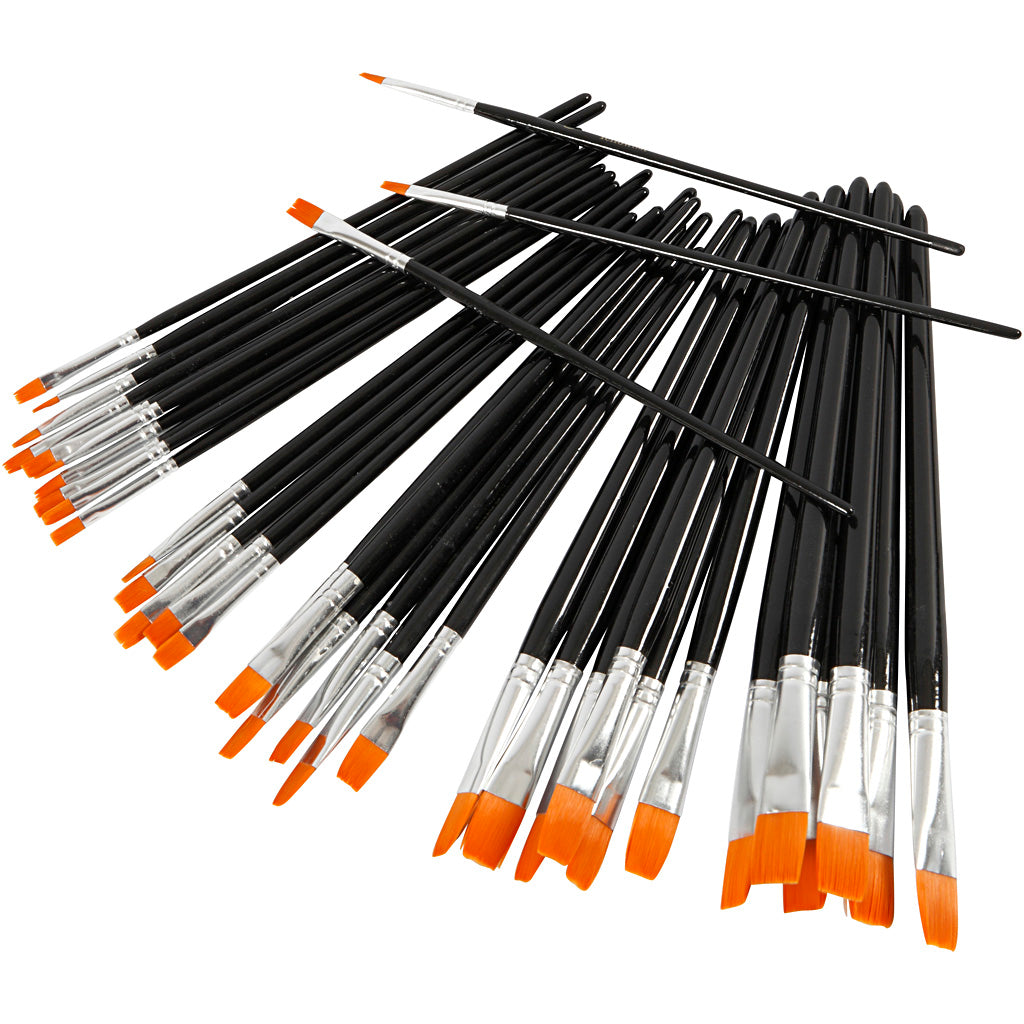Creativ company yellowline brush set, size 0+2+4+8+12+16, 36 pieces in 1 box