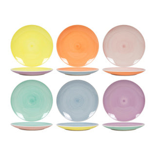 Dinner plate ø26,5cm 2-tone pastel, 6 assorted