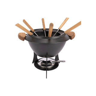 No brand fondue d23 cm cast iron with 6 forks