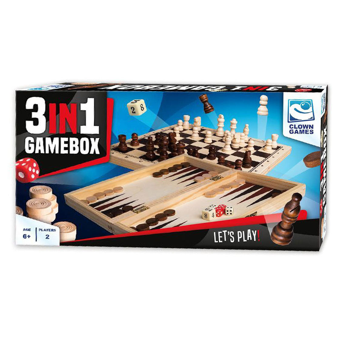 Jogos de palhaço 3in1 Game Box Wood
