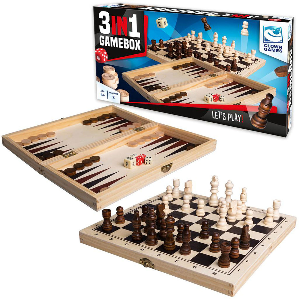 Jogos de palhaço 3in1 Game Box Wood