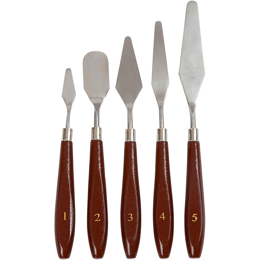 Creativ company palette knife set, l: 17-23 cm, w: 1.5-2.5 cm, 5 pieces 1 box