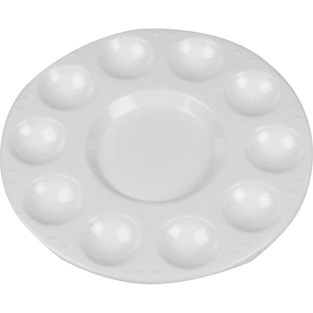 Creativ company palette, round palette with 11 compartments, d 17 cm, white, 10 pieces 1 box