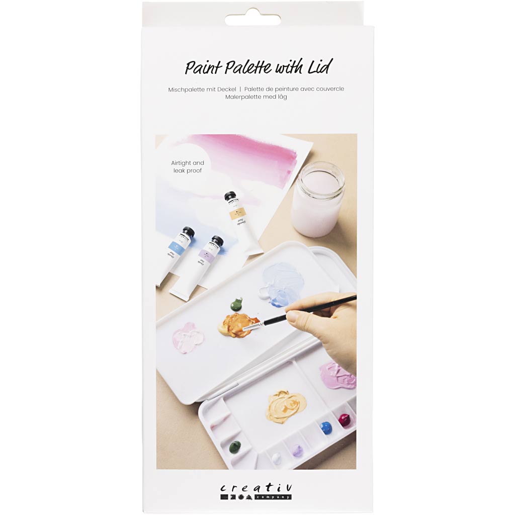Creativ company painter's palette with lid, dimensions 27x12.7x2.3 cm, silver, white, 1 piece