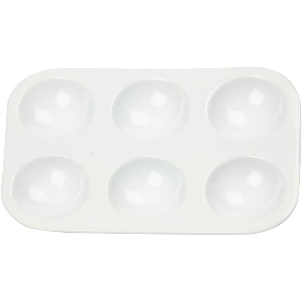 Creativ company palette, rectangular palette with 6 compartments, dimensions 13x8.5 cm, white, 10 pieces in a box