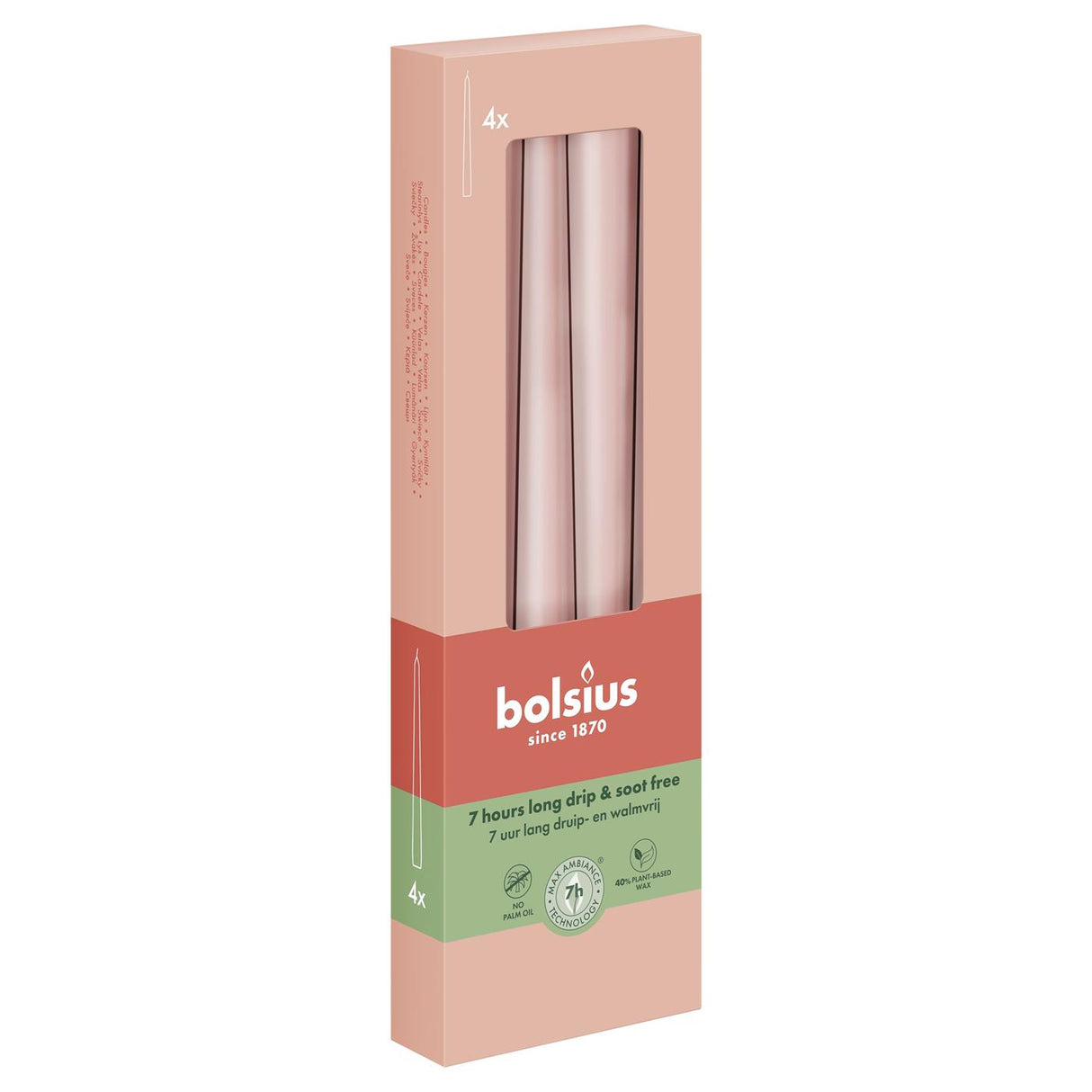Bolsius Gothic candles 245 24 box 4 misty pink