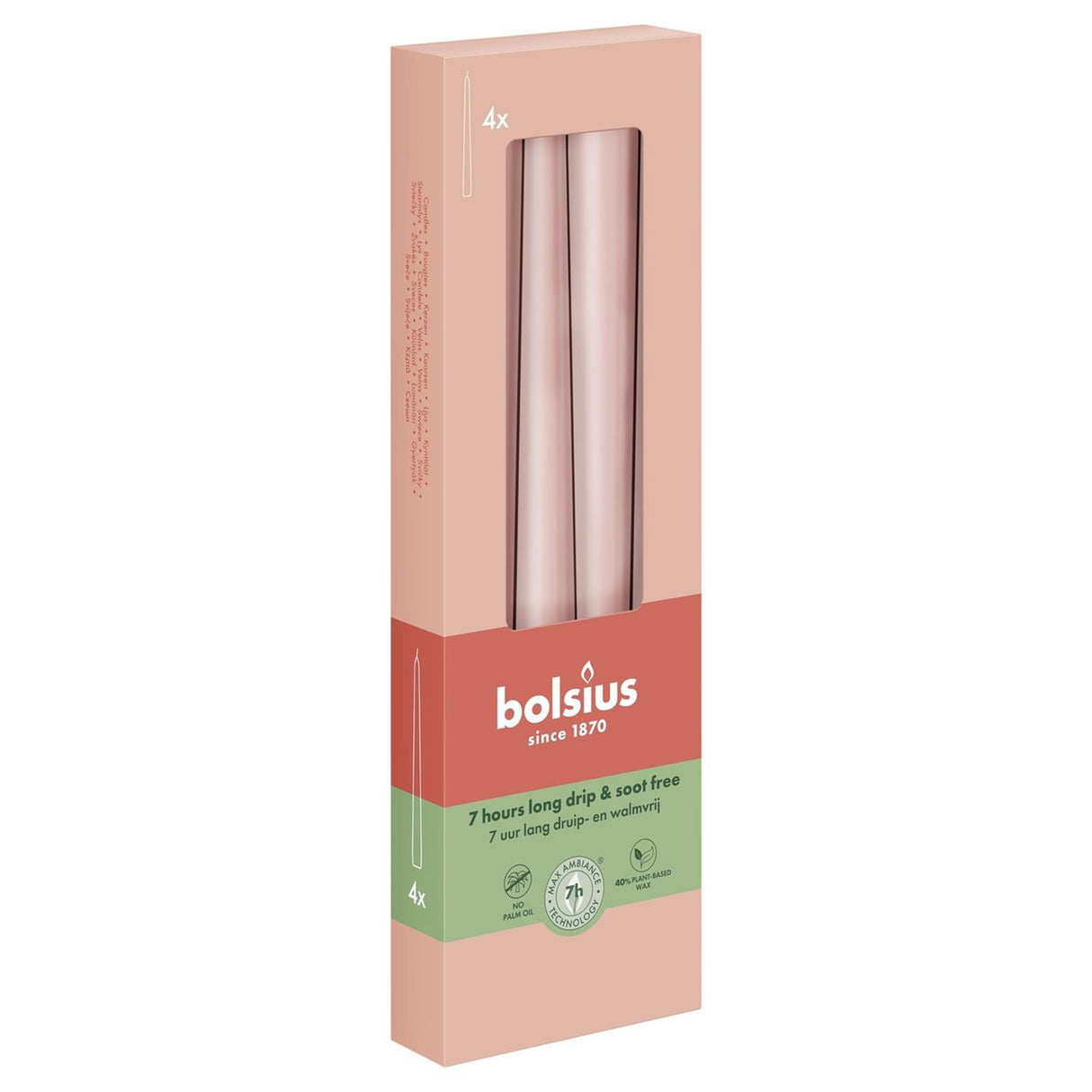 Bolsius Gothic candles 245 24 box 4 misty pink