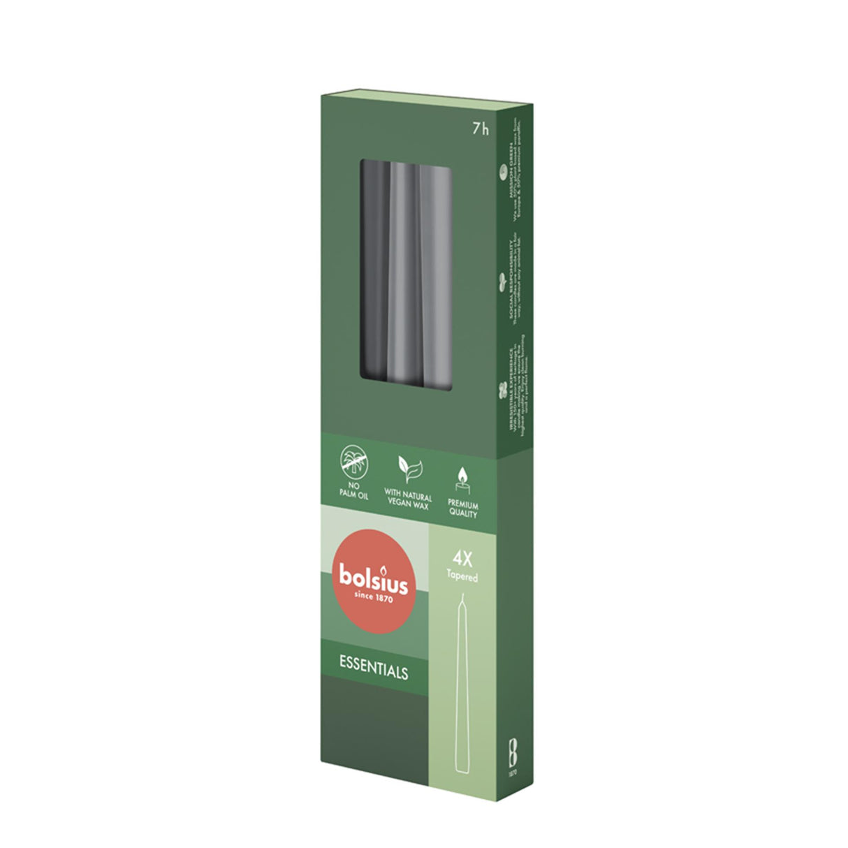 Bolsius Gothic Candles 245 24 Box 4 stürmisch grau