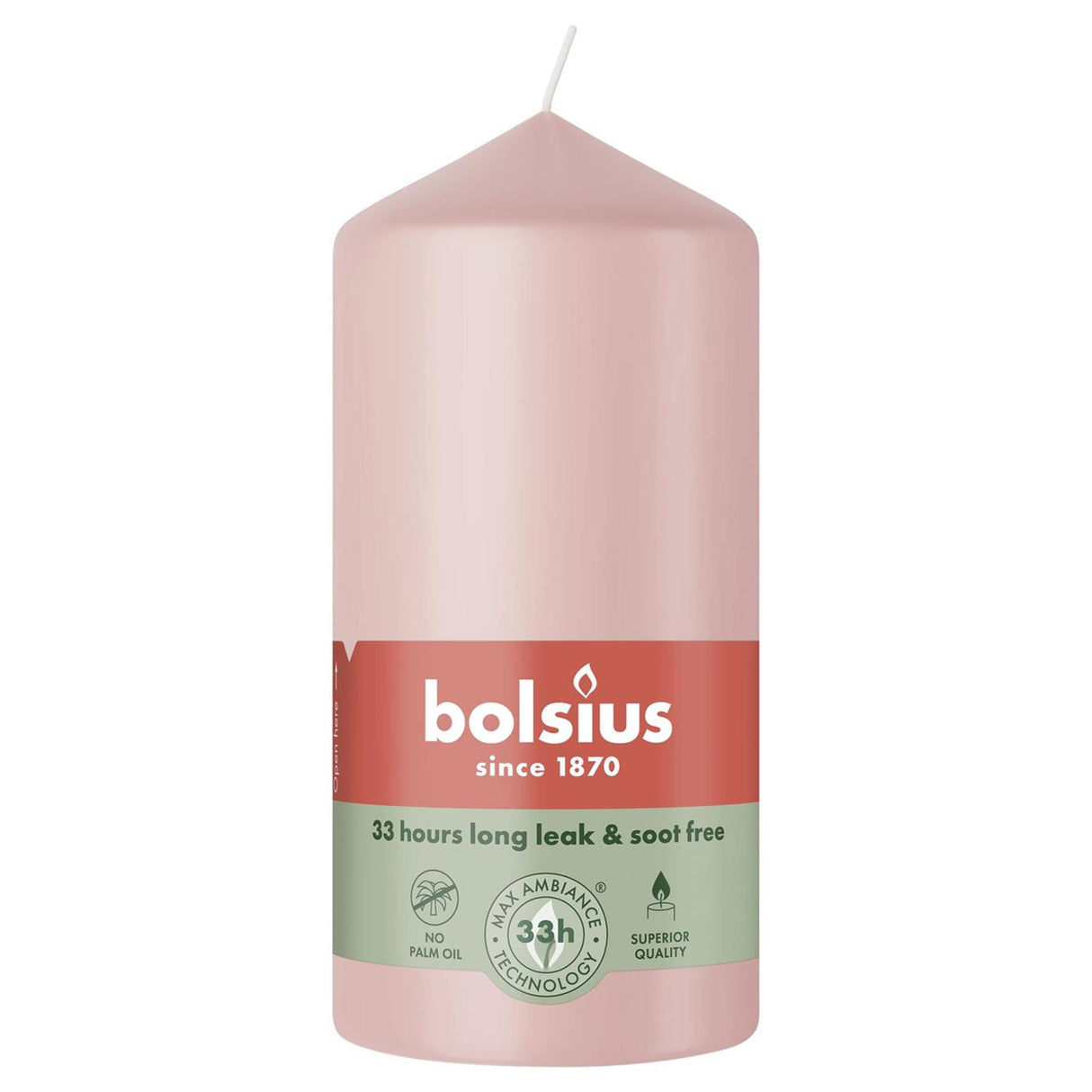 Bolsius pillar candle 120 58 misty pink