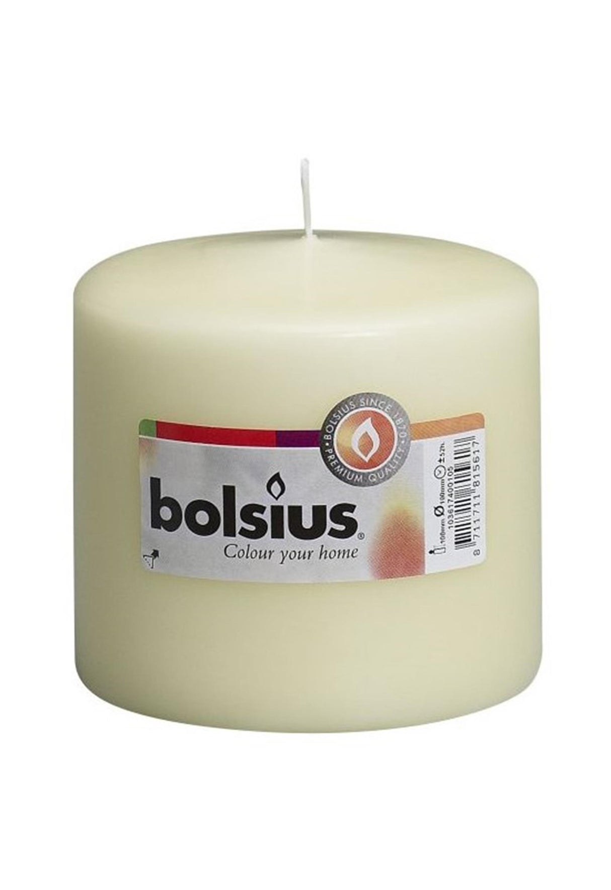 Bolsius stompkaars 100 100 mm ivoor