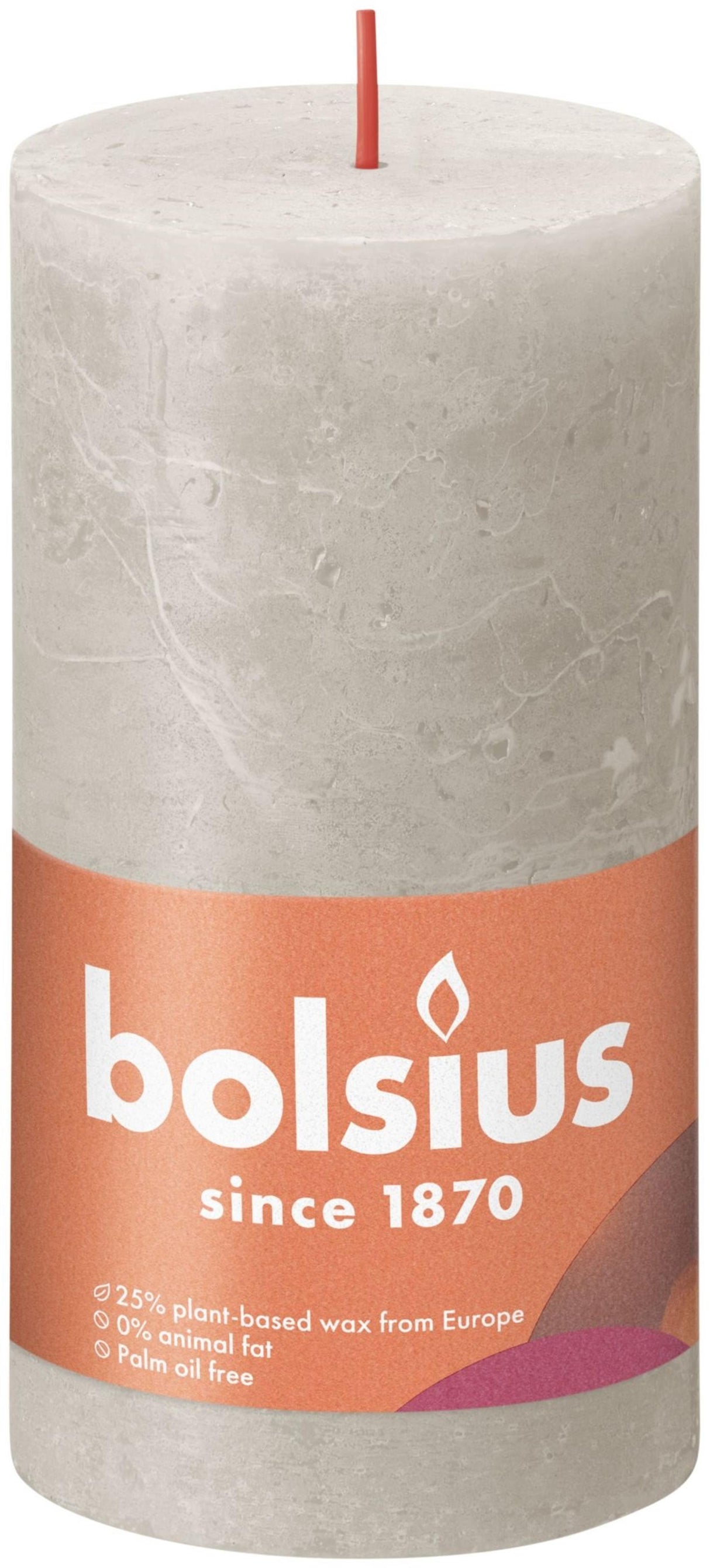 Bolsius rustic pillar candle 130 68 gray