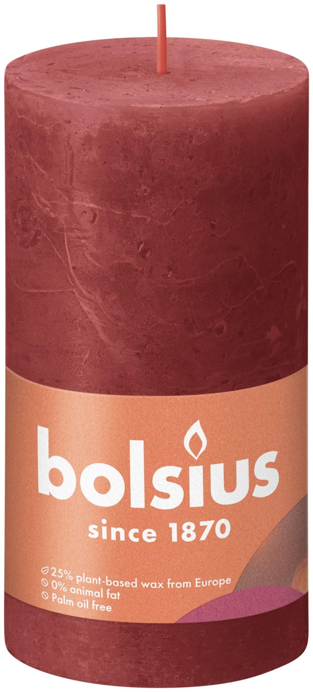 Bolsius pillar candle rustic red 130x68 mm