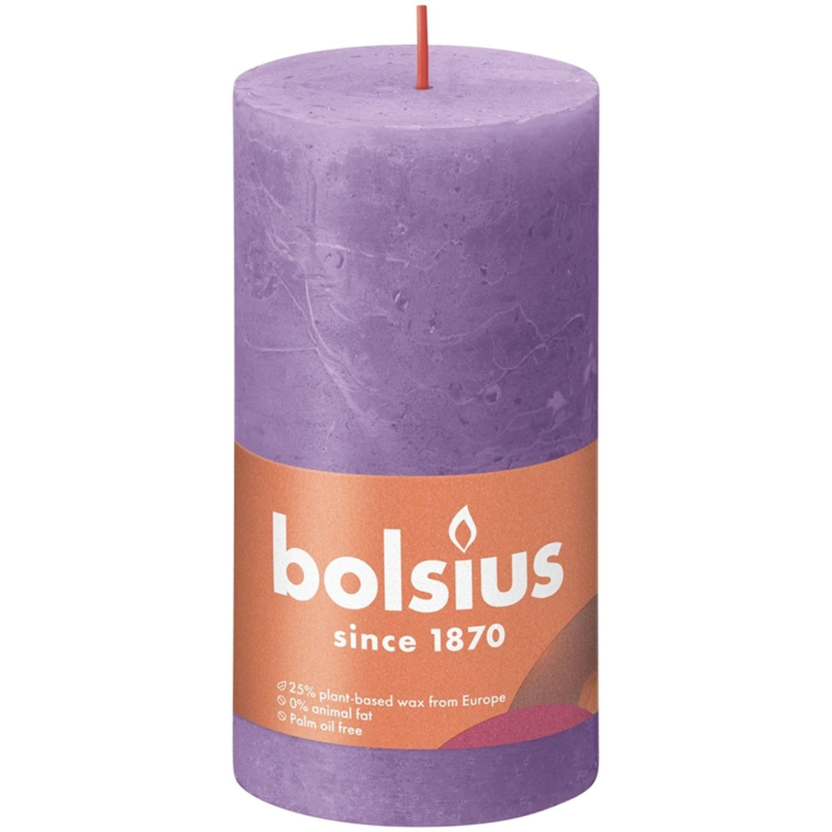 Bolsius rustic pillar candle 130 68 violet