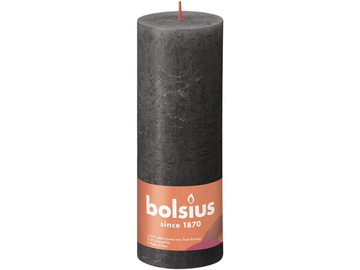 Bolsius rustic pillar candle 190 68 gray