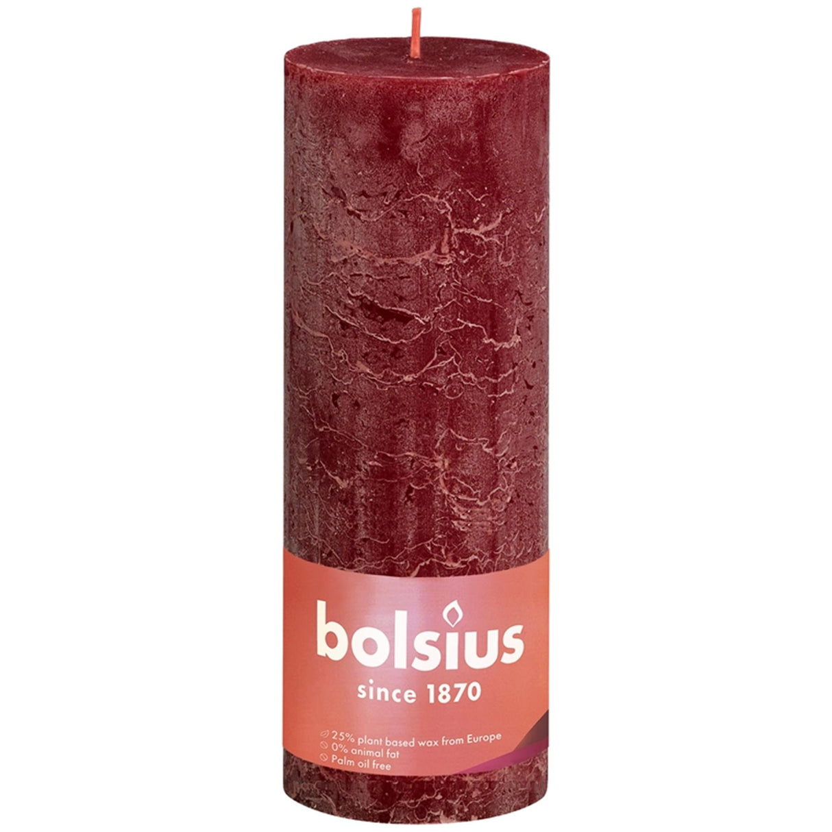 Candela a colonna Bolsius 19x6,8 cm rosso scuro