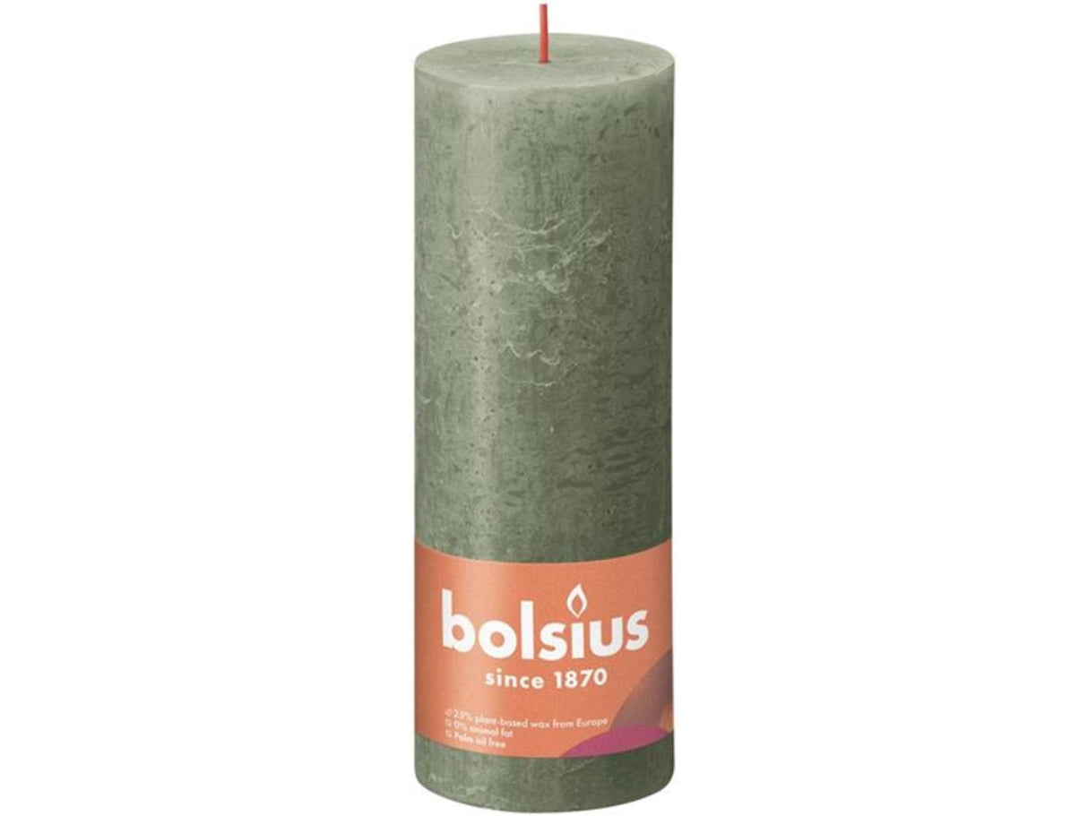 Bolsius rustic pillar candle 190 68 olive